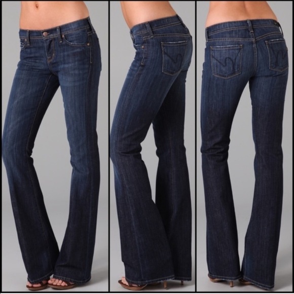 Citizens Of Humanity Denim - COH Hemmed Ingrid Flare Leg Denim Jeans Dark Wash